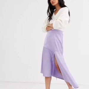 & Other Stories Lilac Purple Satin Midi Skirt